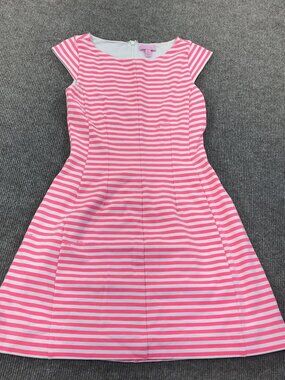 Lilly Pulitzer Women's Pink Striped Waist-Defining Fit-and-Flare Dress